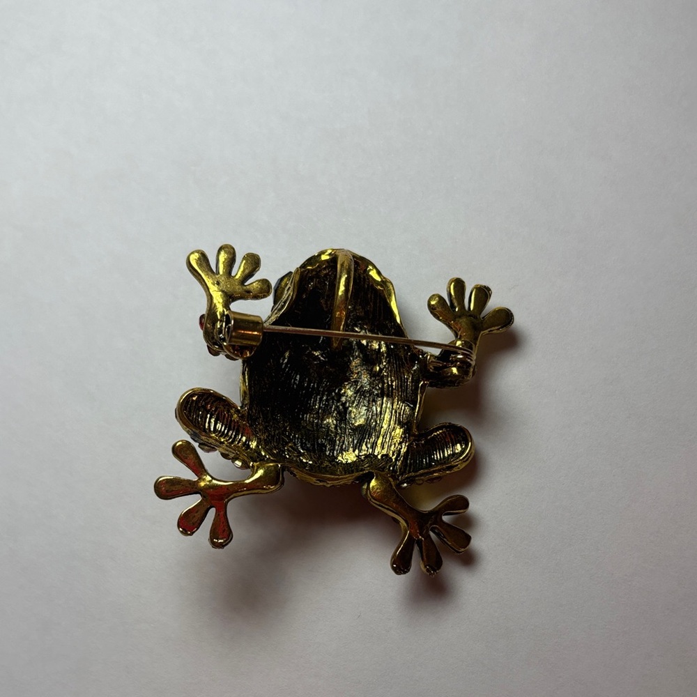 Colorful Rhinestone Frog Brooch - Picture 6 of 7